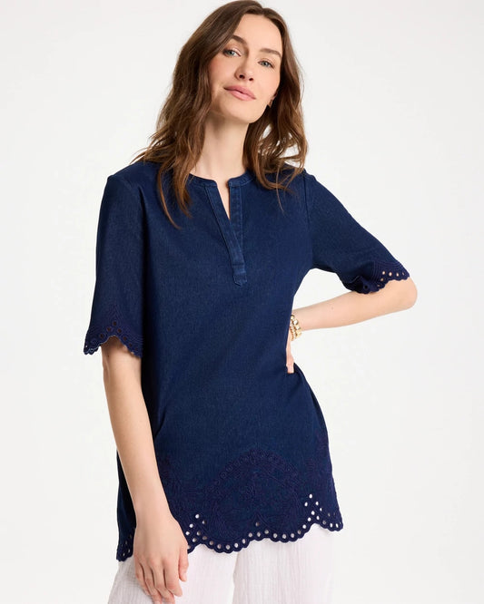 Chico's Embroidered Cotton-Blend Tunic