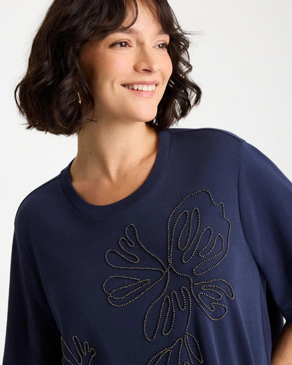 Chico's Caviar Beaded Cotton Tee