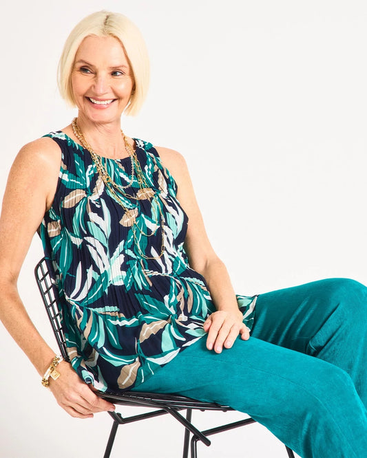 Chico's Travelers™ Palm Pleated Chiffon Tank