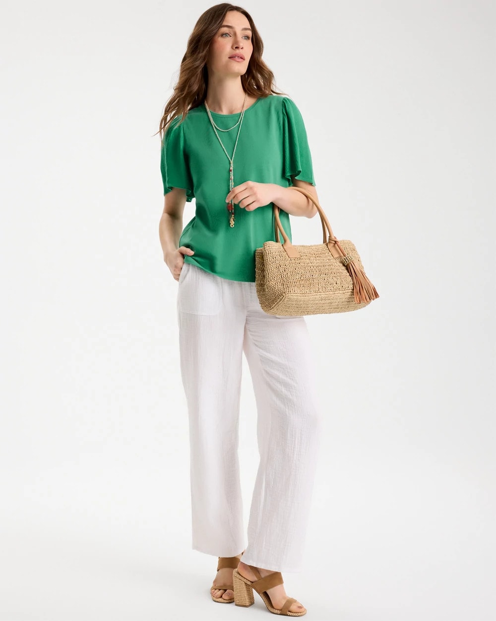 Chico's Gauze Sleeve Soft-Stretch Tee