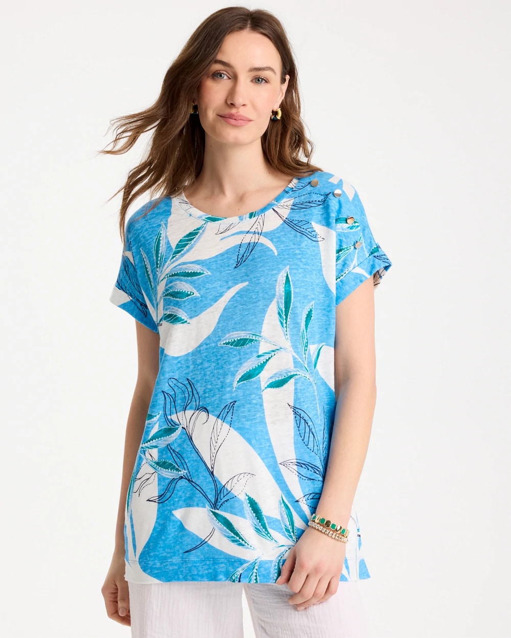 Chico's Printed Linen Button Tunic