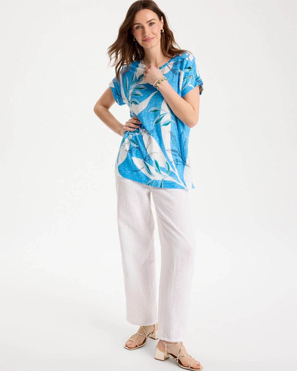Chico's Printed Linen Button Tunic