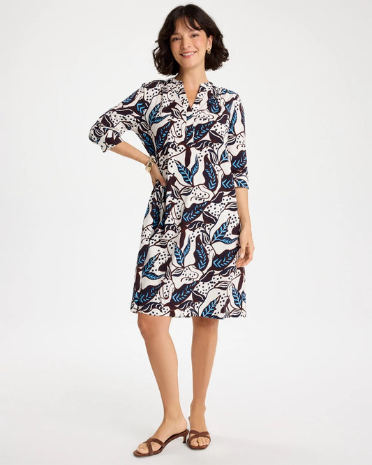 Chico's Poplin Cotton Popover Printed Dress