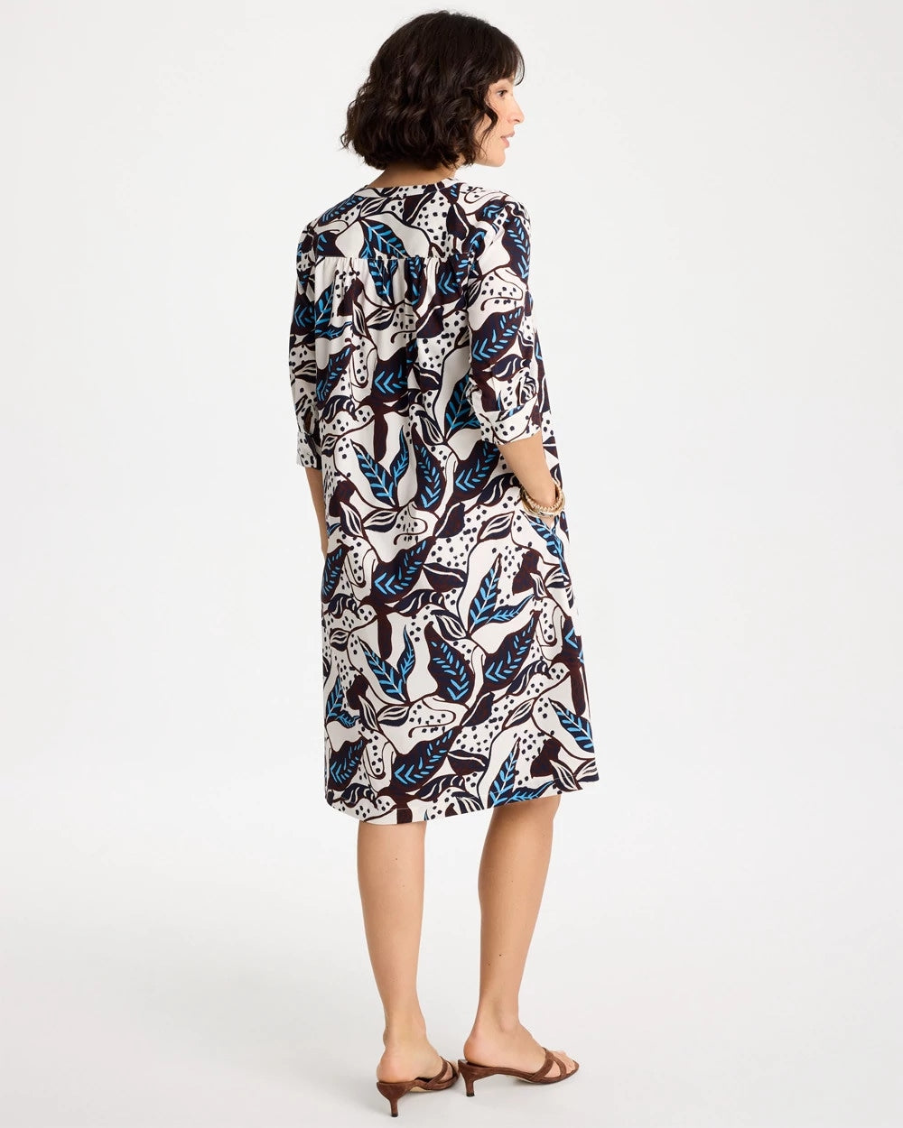 Chico's Poplin Cotton Popover Printed Dress