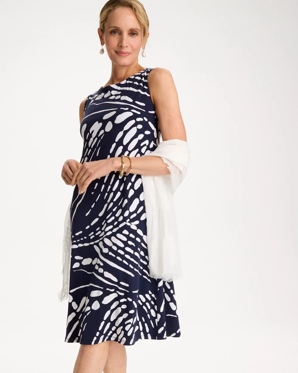 Chico's Jersey Knit Printed Shift Dress