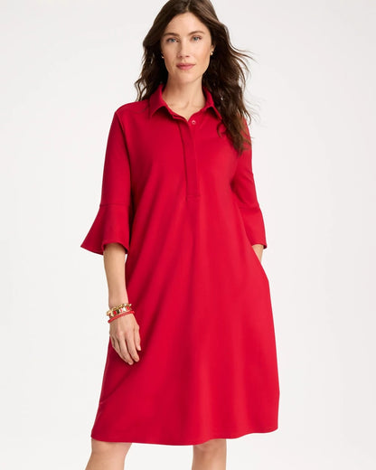 Chico's Ponte Knit Flounce Sleeve Dress