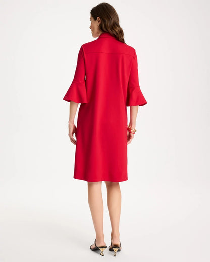 Chico's Ponte Knit Flounce Sleeve Dress
