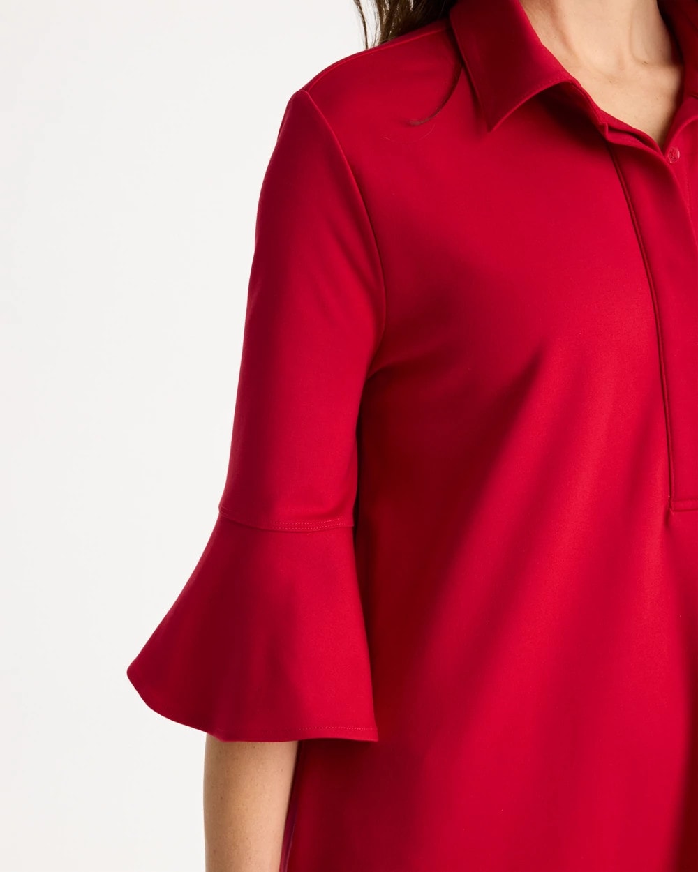 Chico's Ponte Knit Flounce Sleeve Dress