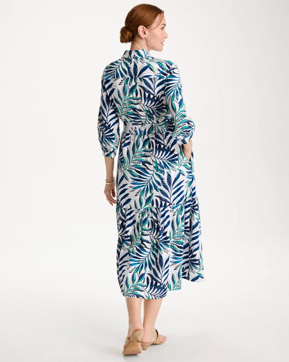 Chico's Palm Cotton-Rayon Slub Shirtdress