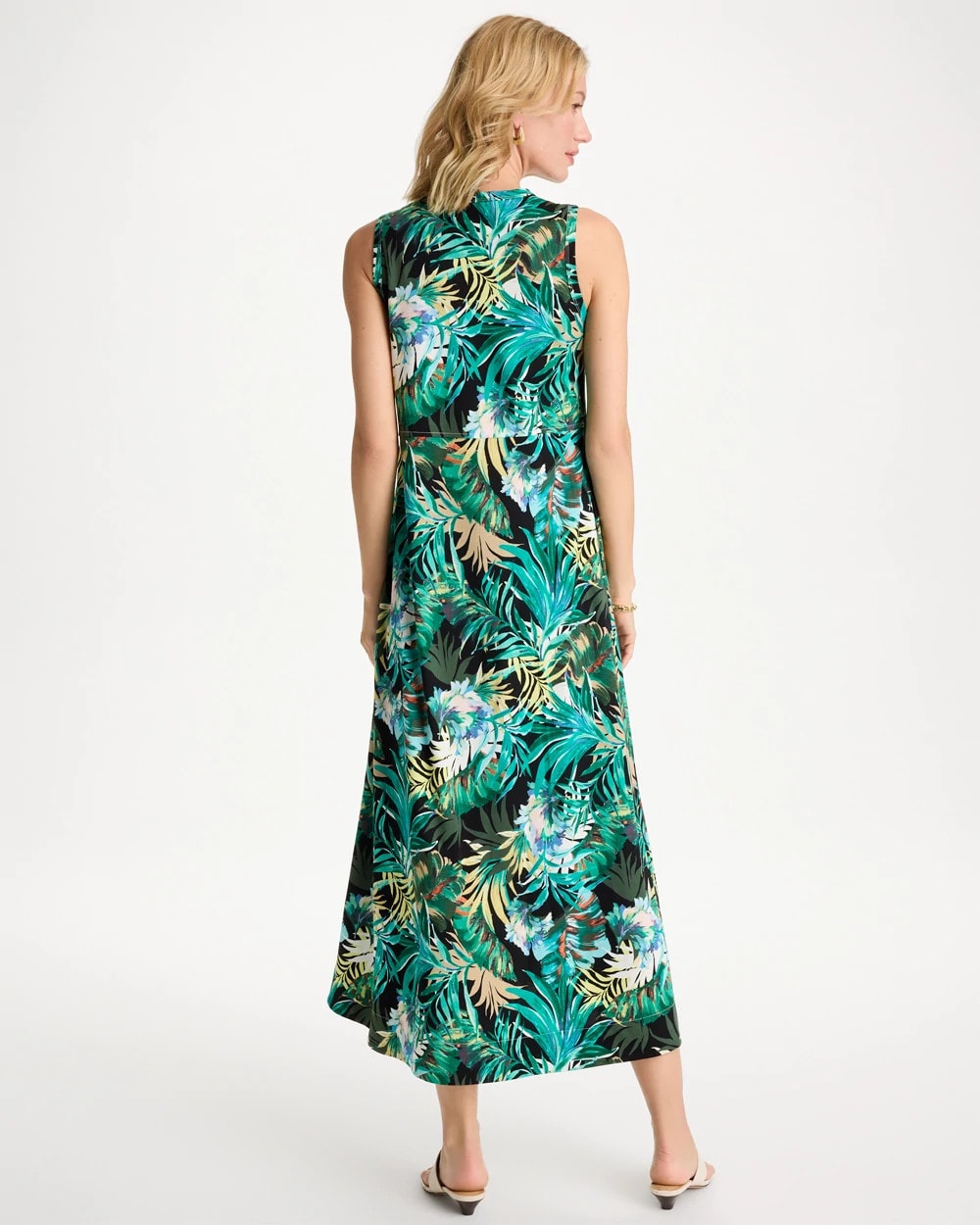 Chico's Palm Printed Knit Maxi Dress