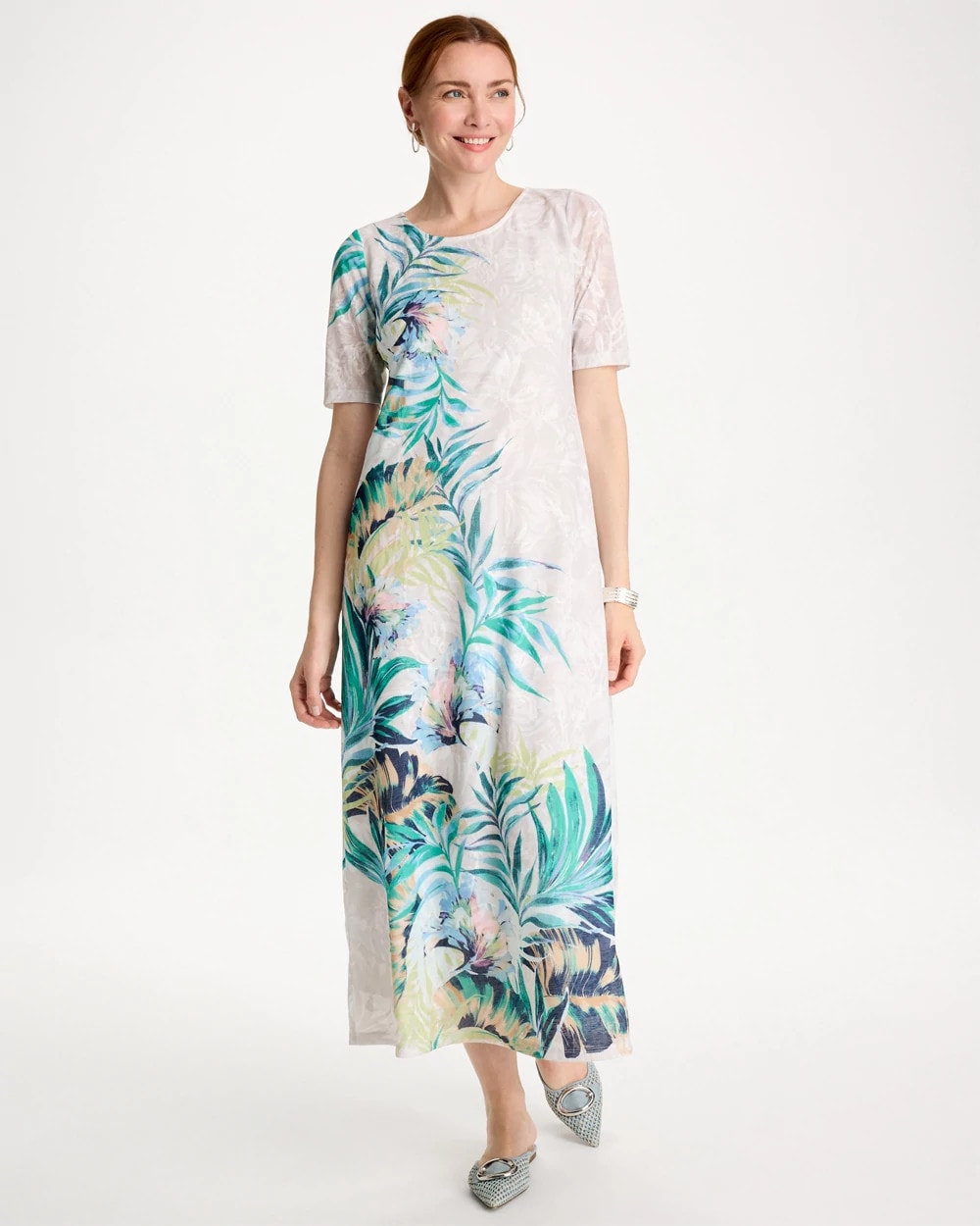 Chico's Jersey Knit Tropical Maxi Dress