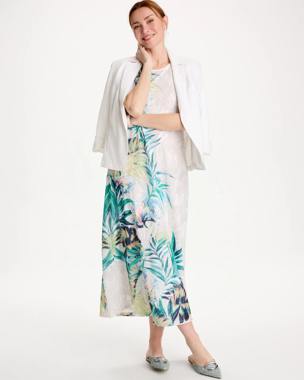 Chico's Jersey Knit Tropical Maxi Dress