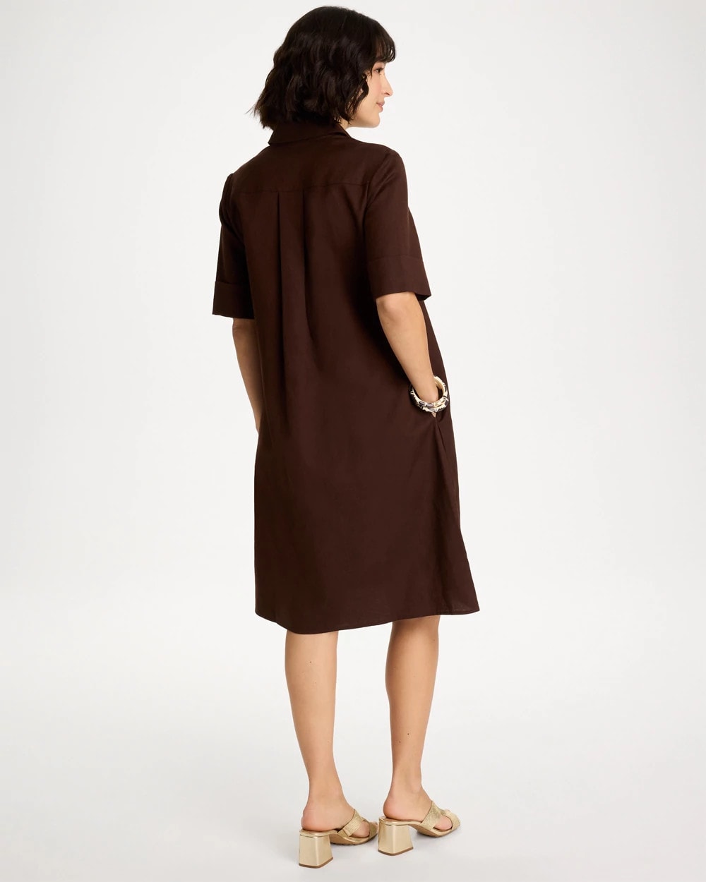 Chico's Embellished Linen Popover Dress