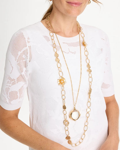 Chico's Flower Long Single-Strand Necklace