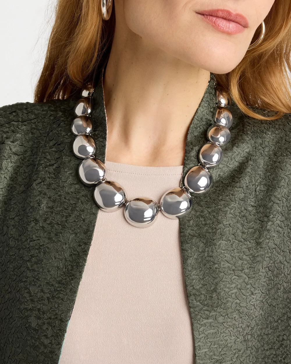 Chico's Silver Pebble Collar Necklace