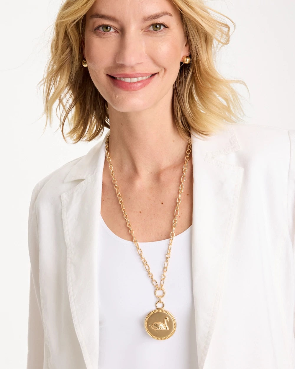 Chico's Reversible Swan Pendant Necklace
