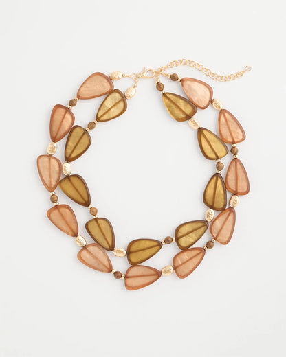 Chico's Neutral Double Strand Geo Necklace