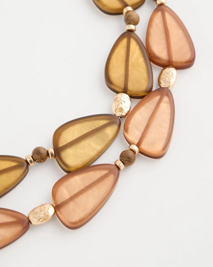 Chico's Neutral Double Strand Geo Necklace