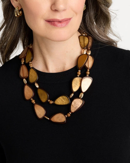 Chico's Neutral Double Strand Geo Necklace