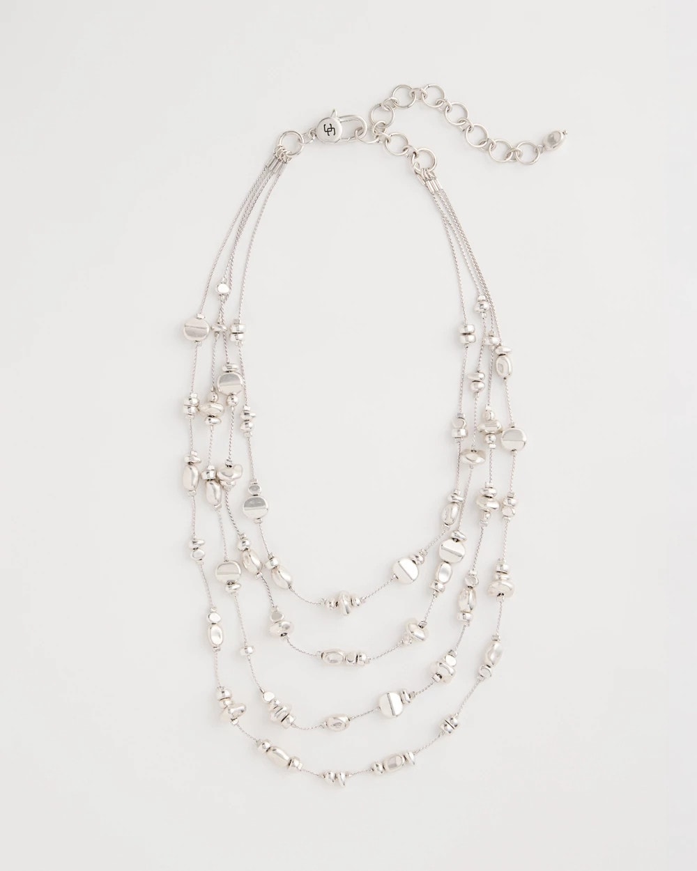 Chico's Silvertone Nugget Illusion Necklace