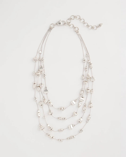 Chico's Silvertone Nugget Illusion Necklace