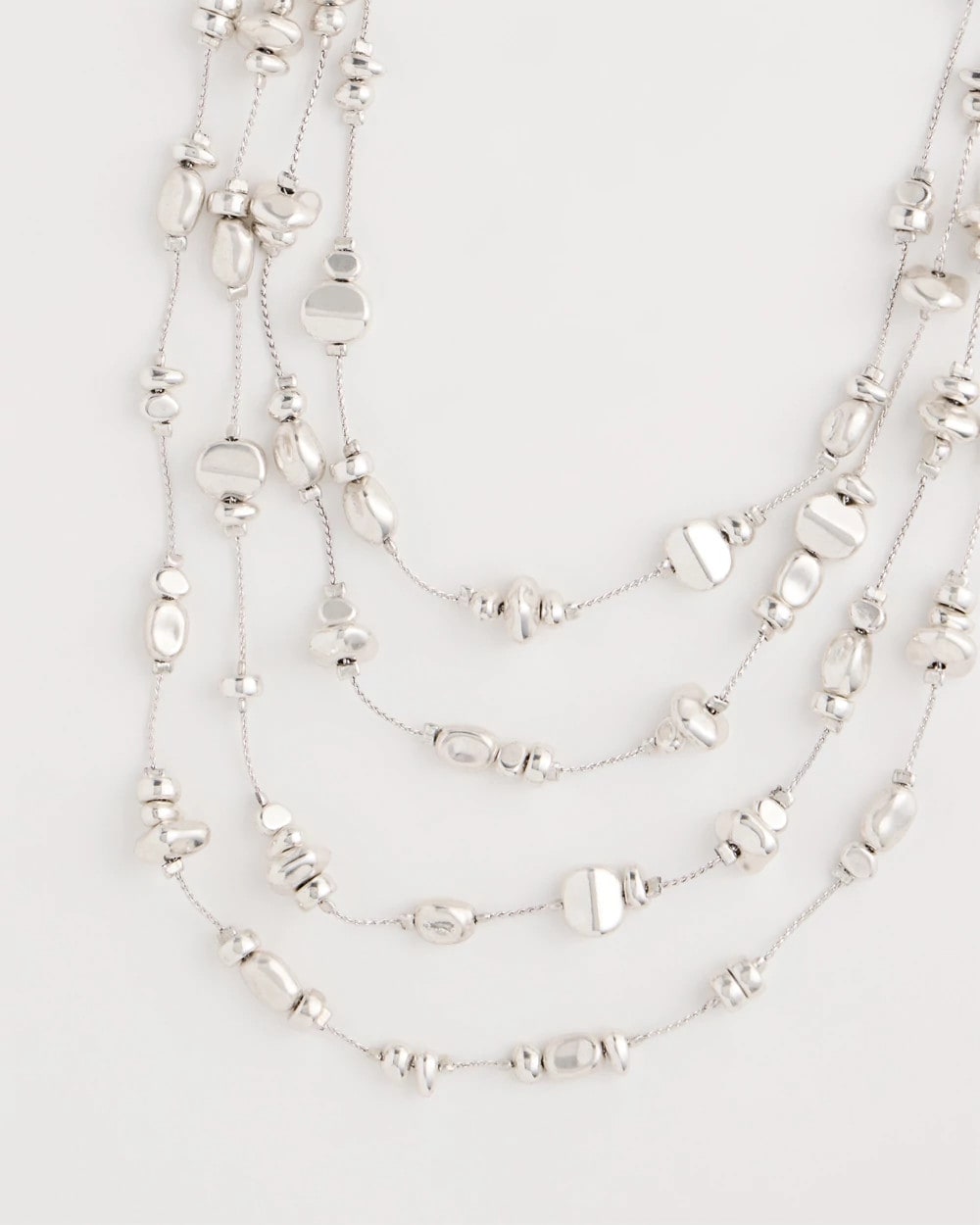 Chico's Silvertone Nugget Illusion Necklace