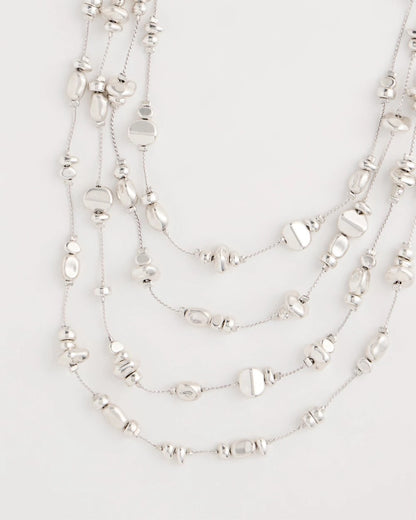 Chico's Silvertone Nugget Illusion Necklace