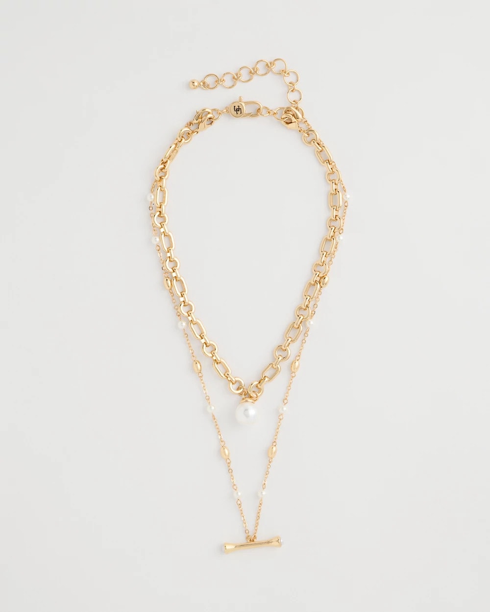 Chico's Toggle Bar Pearl Pendant Necklace