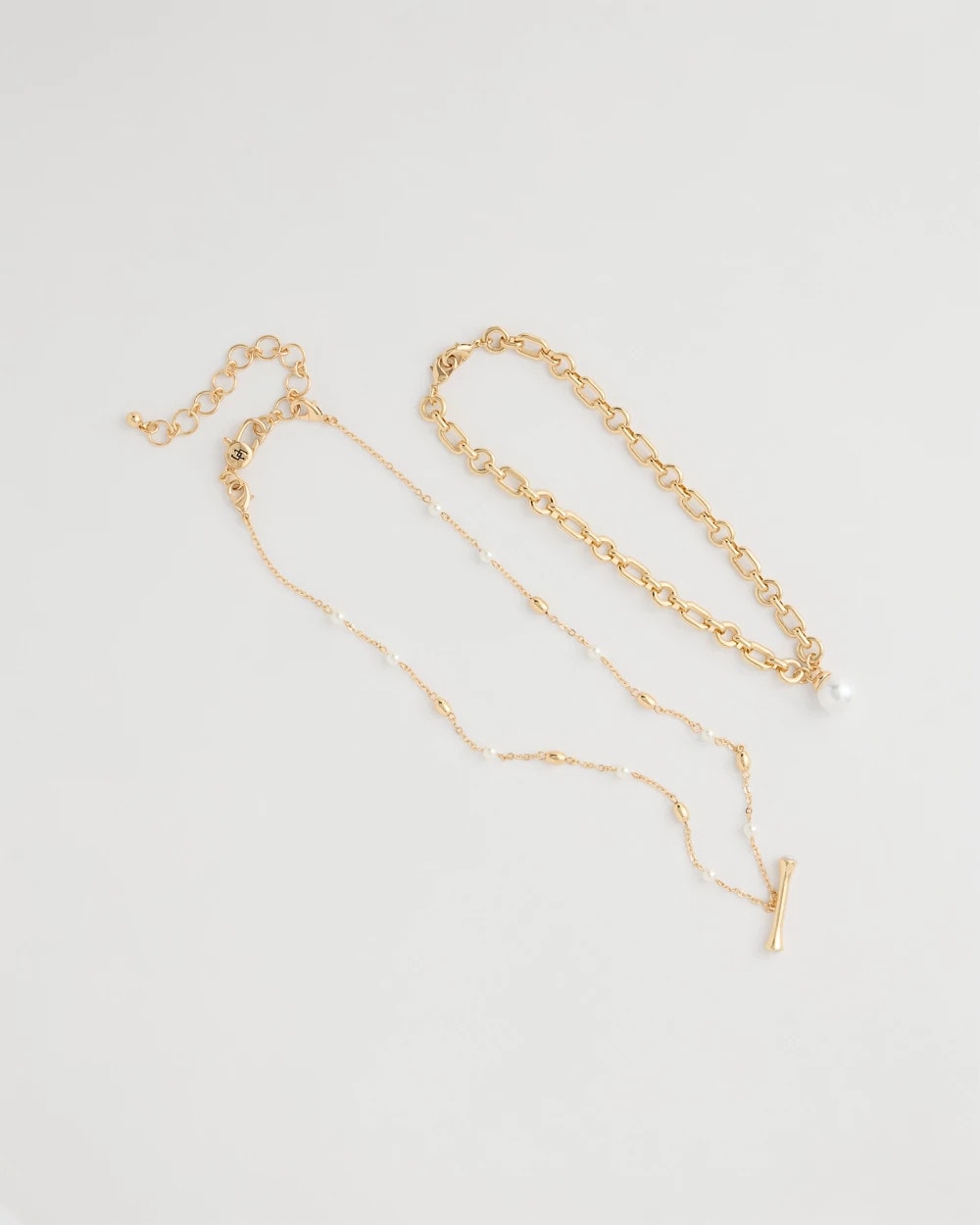 Chico's Toggle Bar Pearl Pendant Necklace