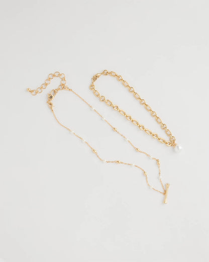 Chico's Toggle Bar Pearl Pendant Necklace