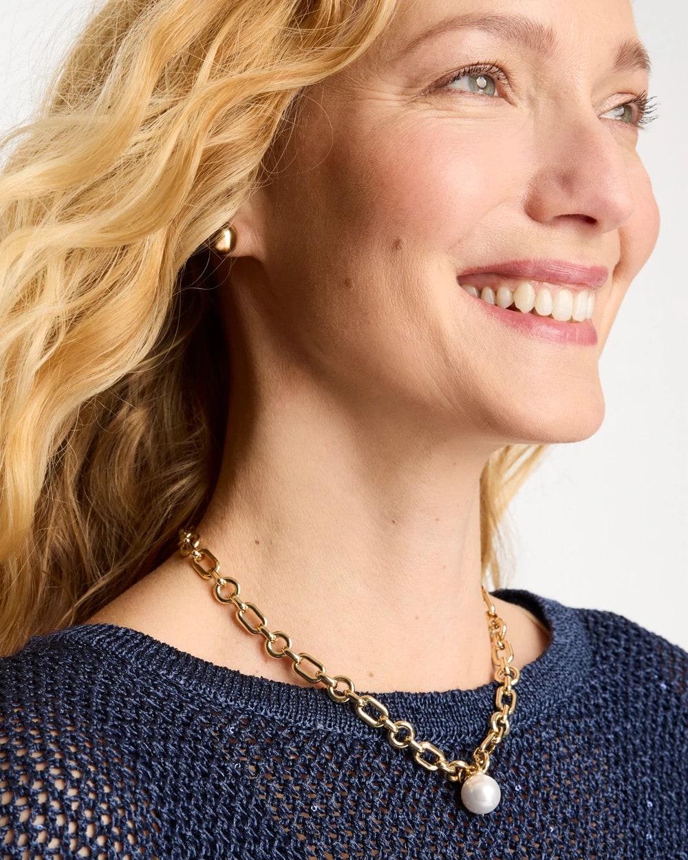 Chico's Toggle Bar Pearl Pendant Necklace