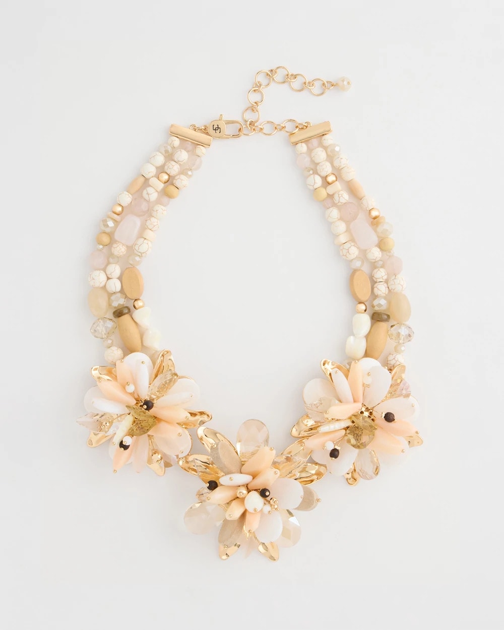 Chico's Chico's Originals Neutral Floral Bib Necklace