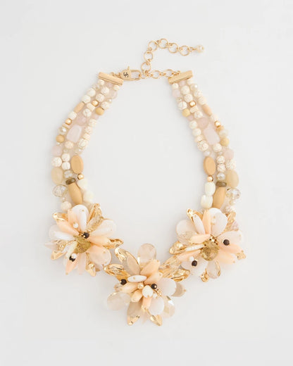 Chico's Chico's Originals Neutral Floral Bib Necklace