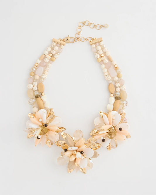 Chico's Chico's Originals Neutral Floral Bib Necklace