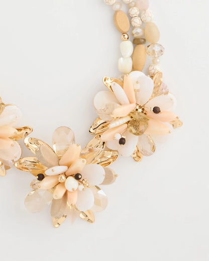 Chico's Chico's Originals Neutral Floral Bib Necklace