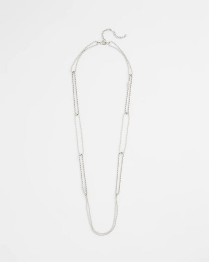 Chico's Long Silver Ball Chain Single Strand