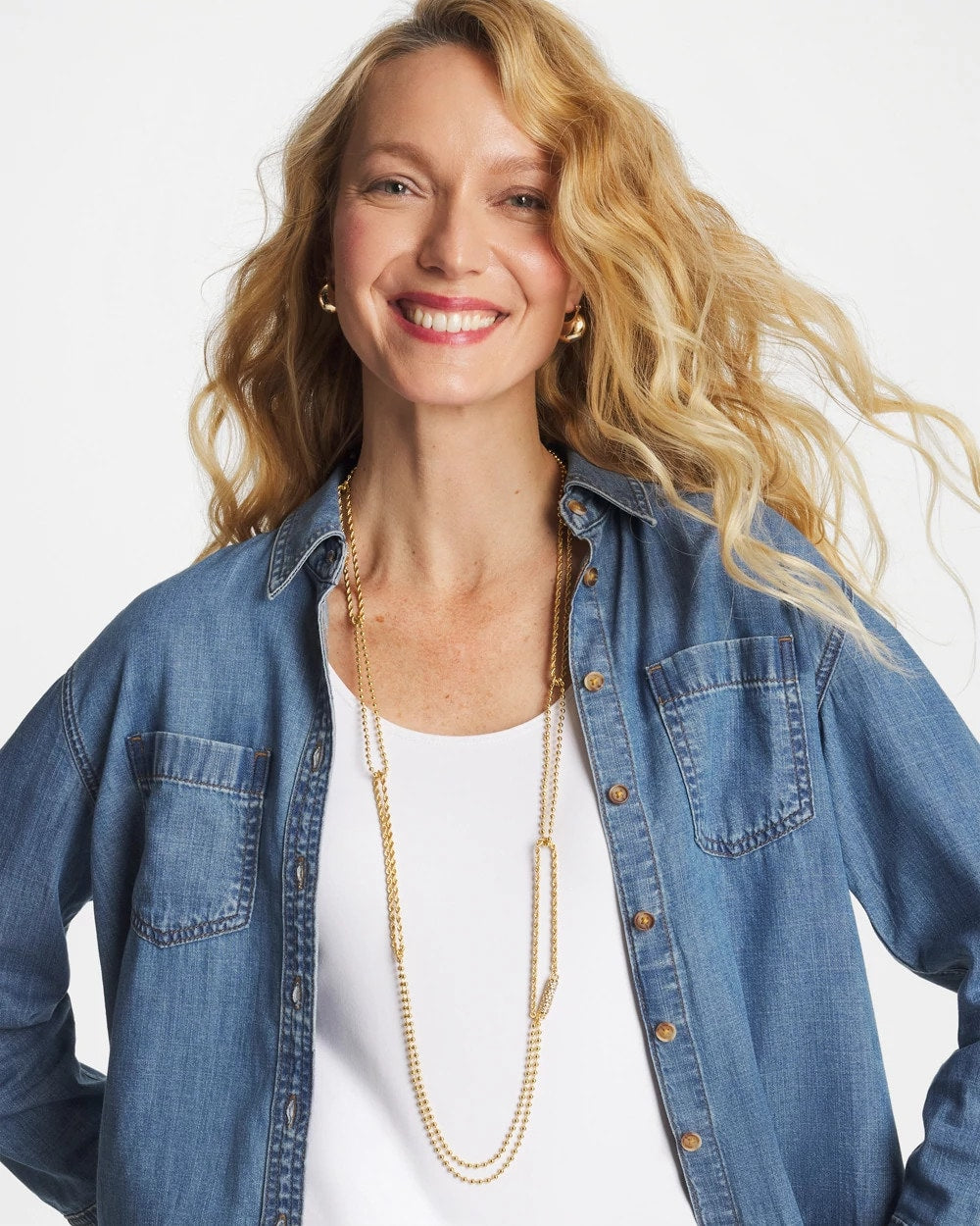 Chico's Long Gold Ball Chain Single Strand