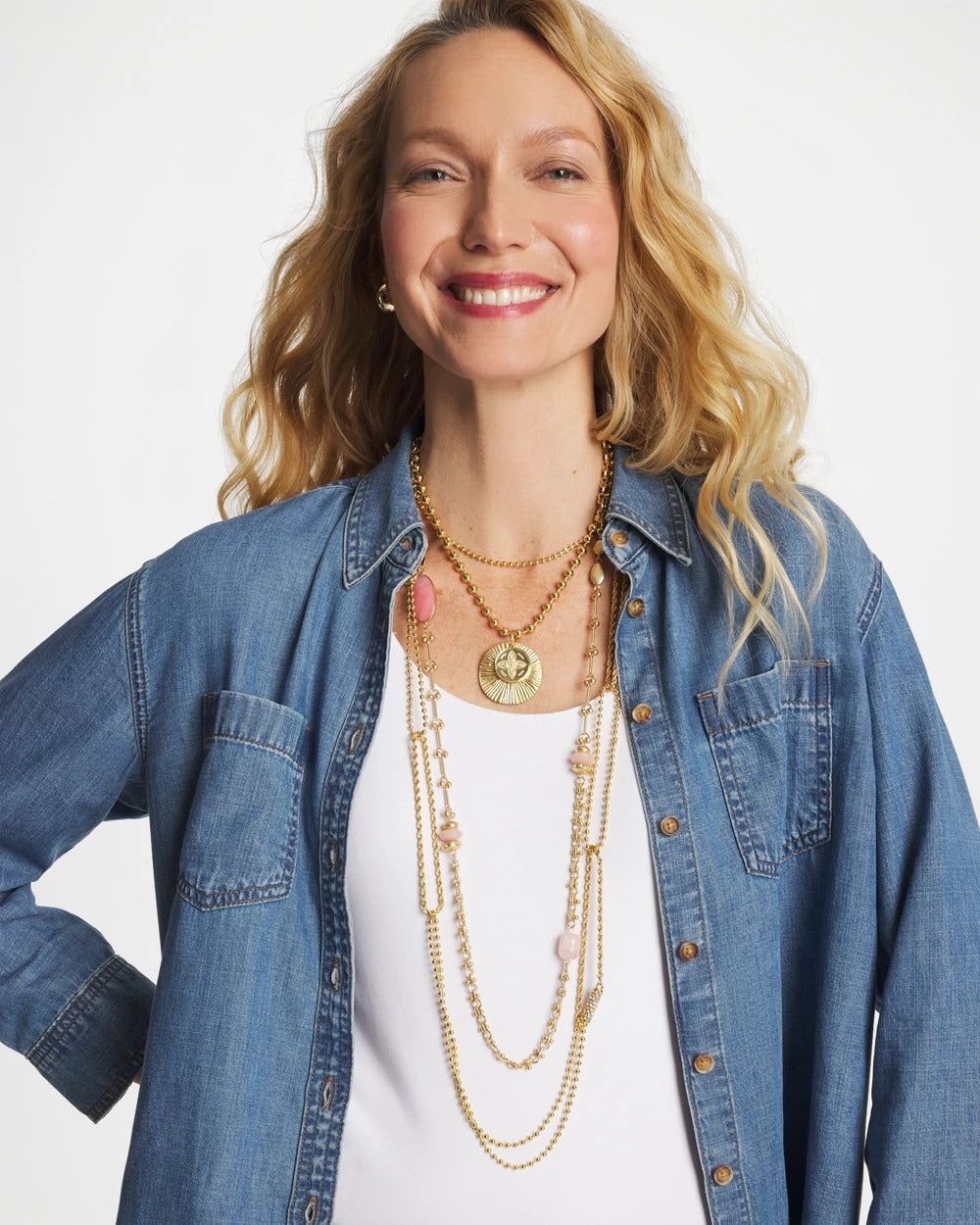 Chico's Long Gold Ball Chain Single Strand