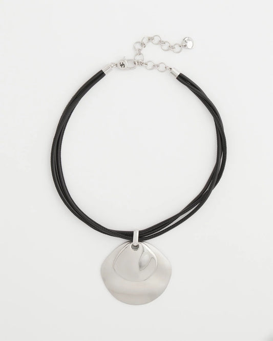 Chico's Silver Pendant On Cord