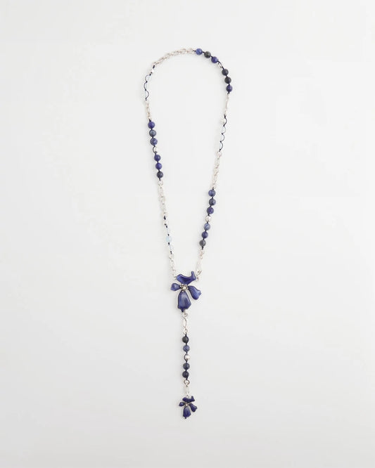Chico's Blue Flower Long Y-Necklace