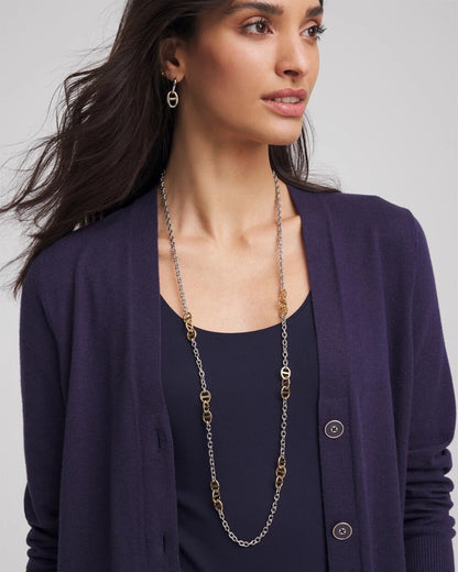 Chico's Mixed Metal Link Long Necklace