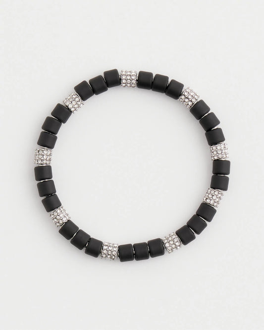 Chico's Black Barrel Bead Stretch Bracelet