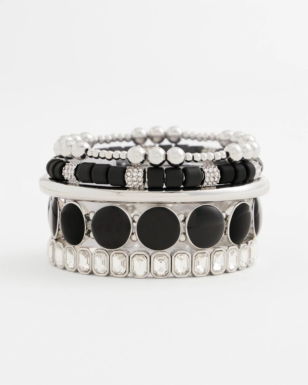 Chico's Black Barrel Bead Stretch Bracelet