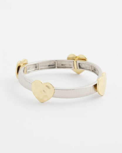 Chico's Mixed Metal Heart Stretch Bracelet