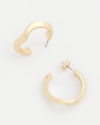 Chico's Gold Wavy Hoop Earrings