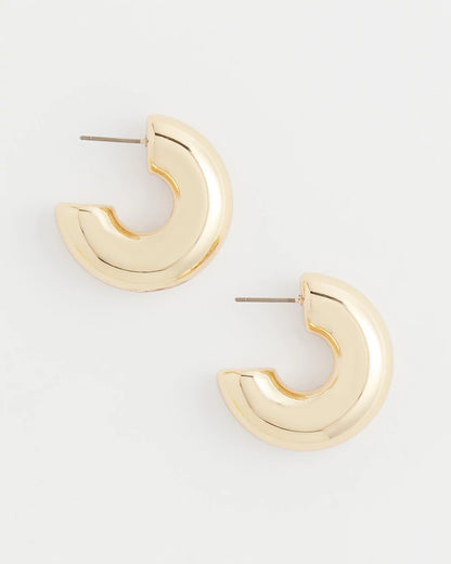 Chico's Gold Puff Hoop Earrings