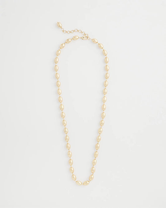 Chico's Gold Bead Long Single Strand Necklace