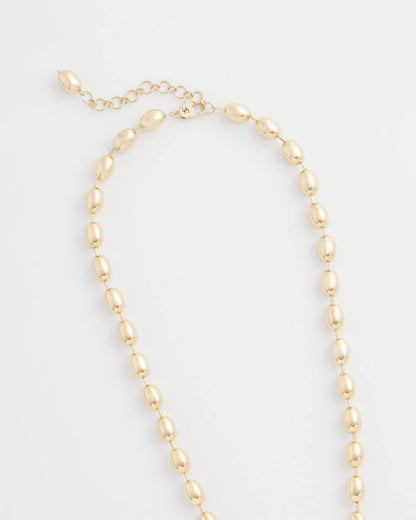 Chico's Gold Bead Long Single Strand Necklace