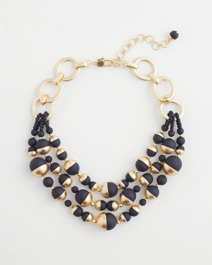 Chico's Gold & Navy Bead Necklace