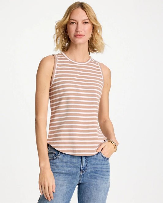 Chico's Striped High Neck Rib Tank